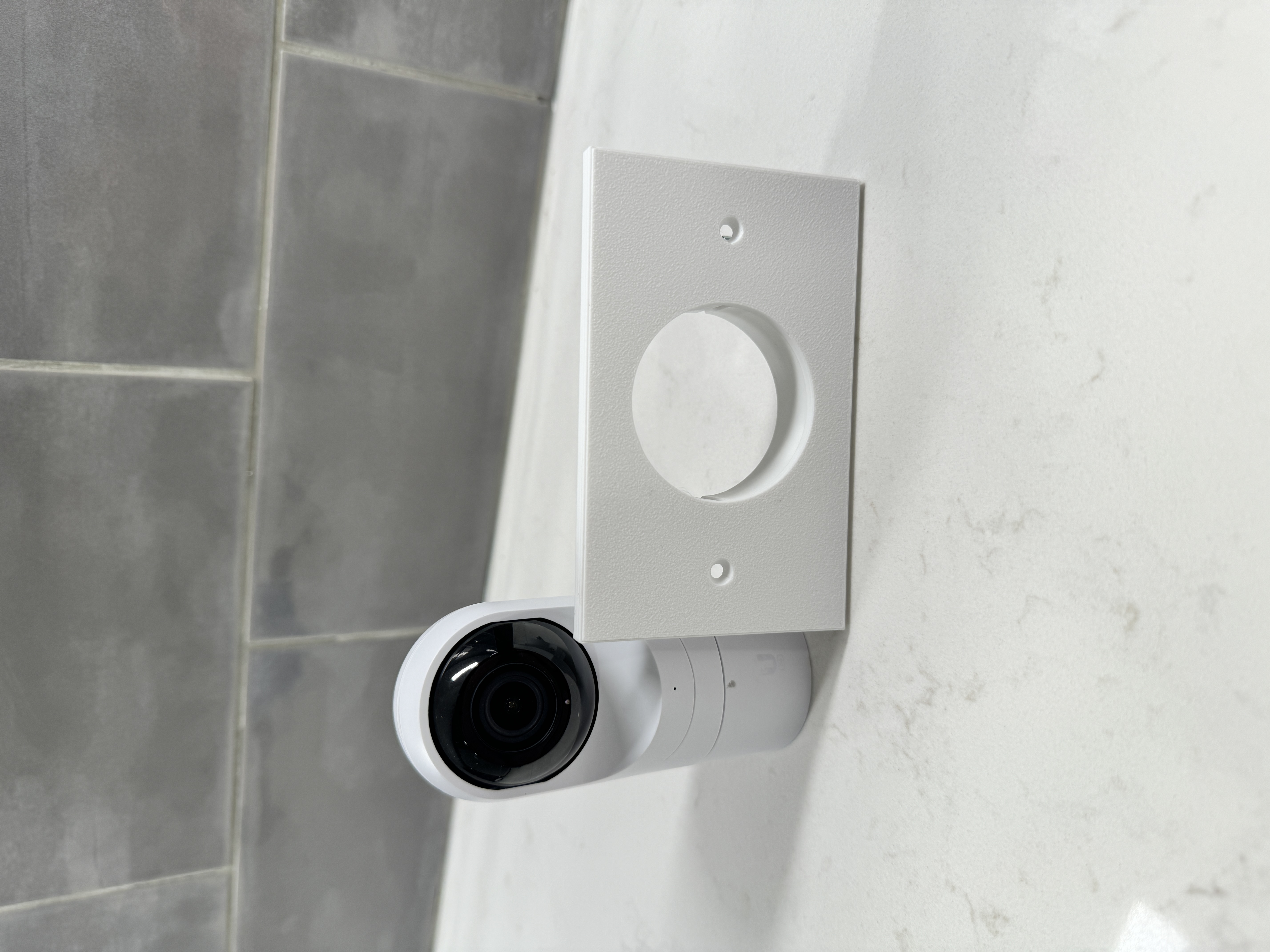 Camera Bracket standing next to a Unifi Flex G5 for size comparison