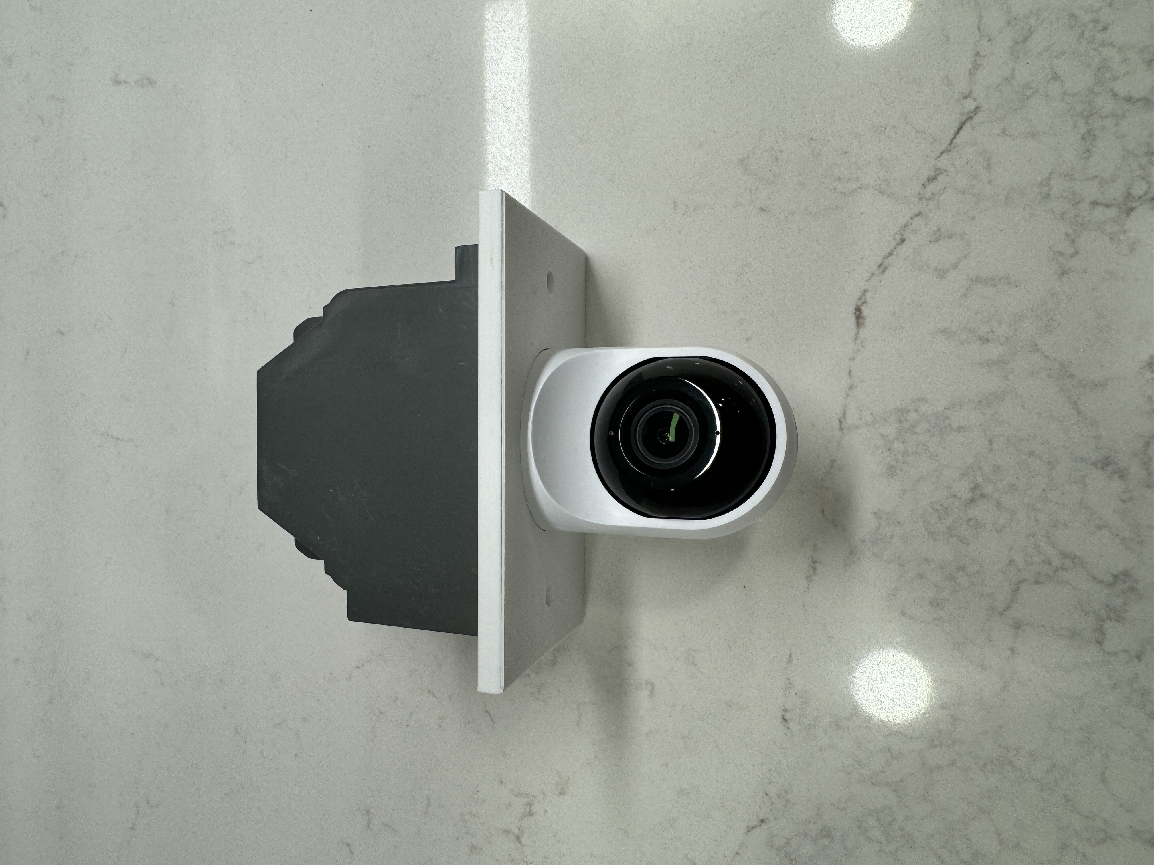 Camera can be mounted in a 1-gang enclosed box as pictured