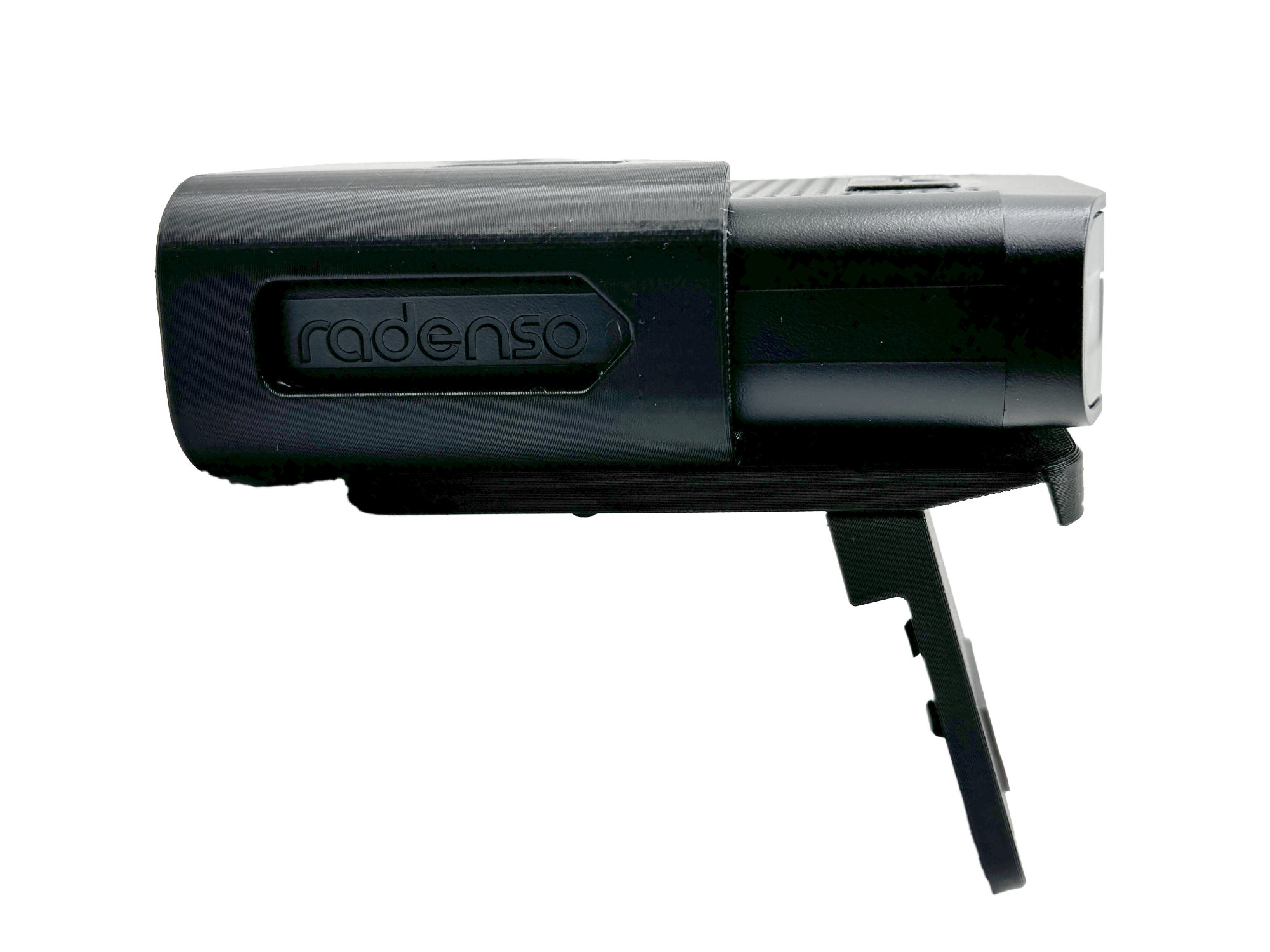 A picture of the assembled unit from the left with installed Radenso DS1 unit